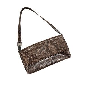 Y2k Leather Snakeskin Baguette Shoulder Bag Purse Authentic Baddie Indie